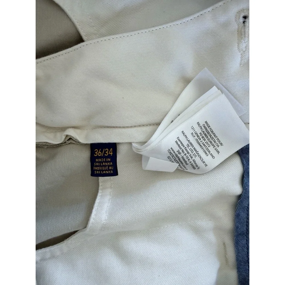 Polo Ralph Lauren Classic Fit Chino Pants Mens 36x34 Tan Khaki Left Hand Twill
